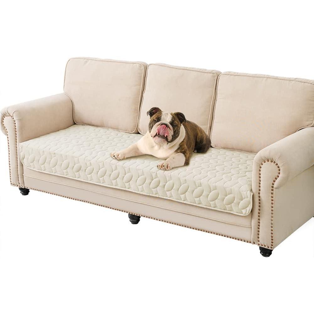 imageAmeritex Pet Bed Cover Dog Bed Blanket for Sofa and Furniture Waterproof New Pattern Design 52x82 Inch BeigeIvory