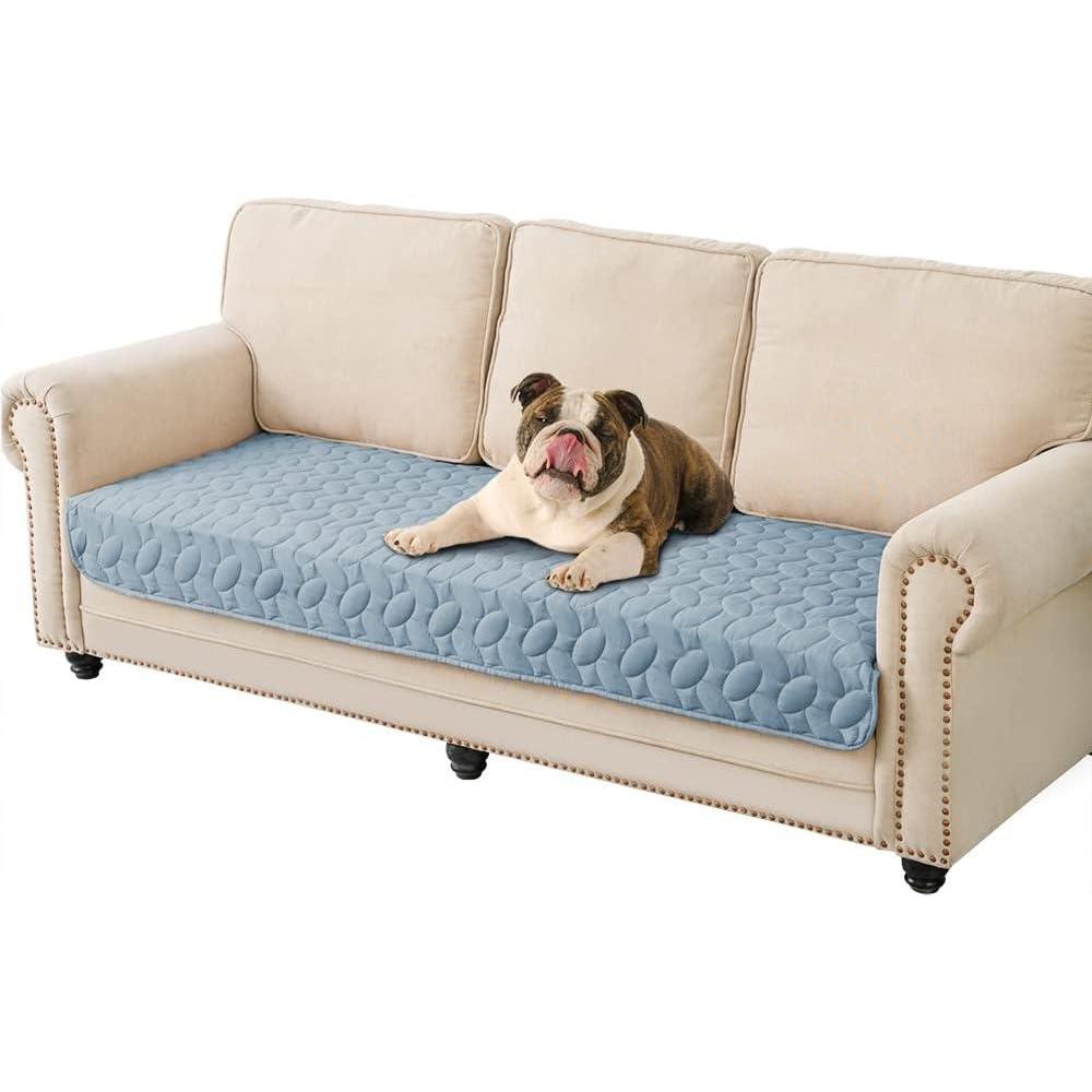 imageAmeritex Pet Bed Cover Dog Bed Blanket for Sofa and Furniture Waterproof New Pattern Design 52x82 Inch BeigeLightblue