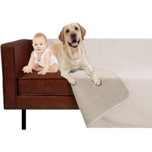 imageAmeritex Pet Bed Blanket Reversible 100 Waterproof Velvet Super Soft for Sofa and Bed 82x102 Inches Light GreyGreyCreambeige