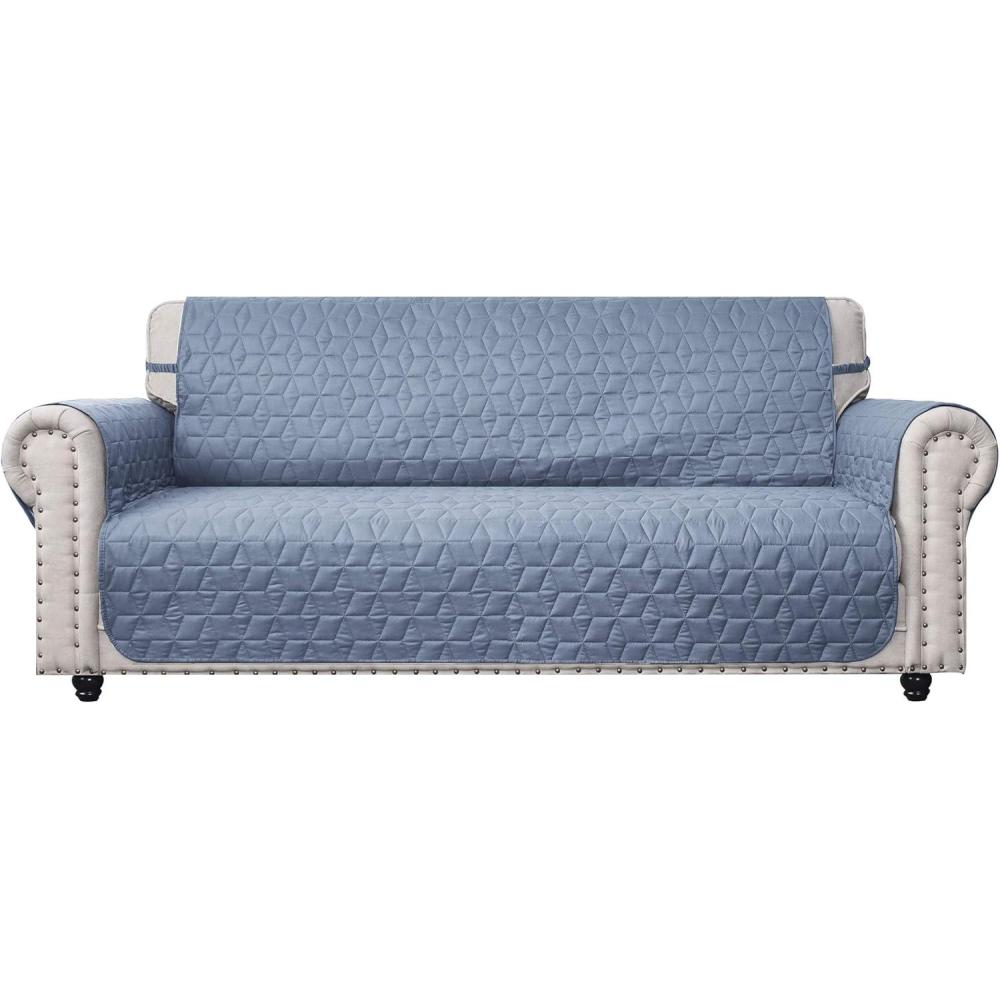 imageAmeritex Couch Sofa Slipcover 100 Waterproof Nonslip Quilted Furniture Protector Slipcover for Dogs Children Pets Sofa Slipcover Machine Washable Light Grey 68quotStone Blue