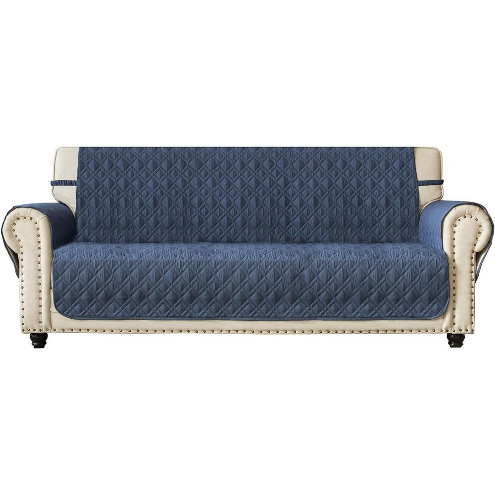 imageAmeritex Couch Sofa Slipcover 100 Waterproof Nonslip Quilted Furniture Protector Slipcover for Dogs Children Pets Sofa Slipcover Machine Washable Light Grey 68quotBlue