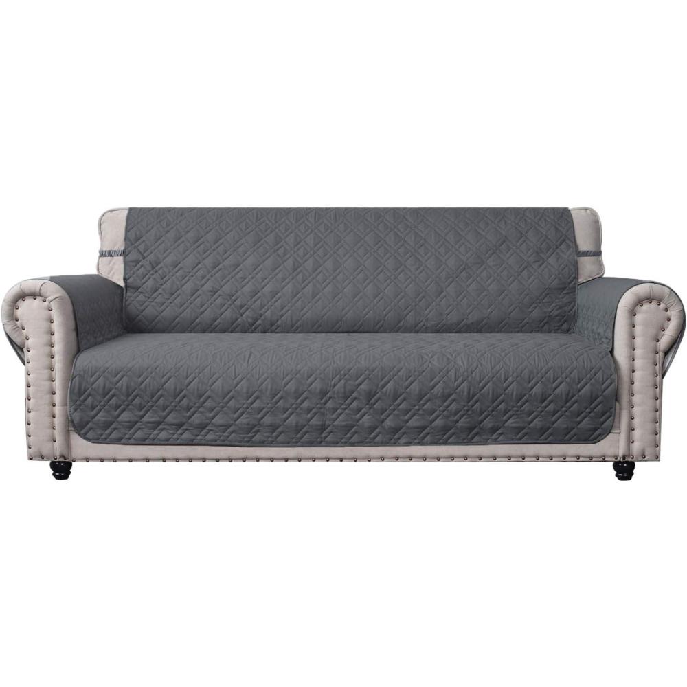 imageAmeritex Couch Sofa Slipcover 100 Waterproof Nonslip Quilted Furniture Protector Slipcover for Dogs Children Pets Sofa Slipcover Machine Washable Light Grey 68quotDark Grey