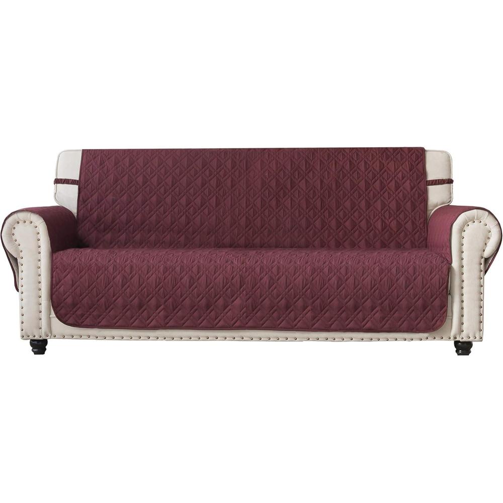 imageAmeritex Couch Sofa Slipcover 100 Waterproof Nonslip Quilted Furniture Protector Slipcover for Dogs Children Pets Sofa Slipcover Machine Washable Light Grey 68quotBurgundy