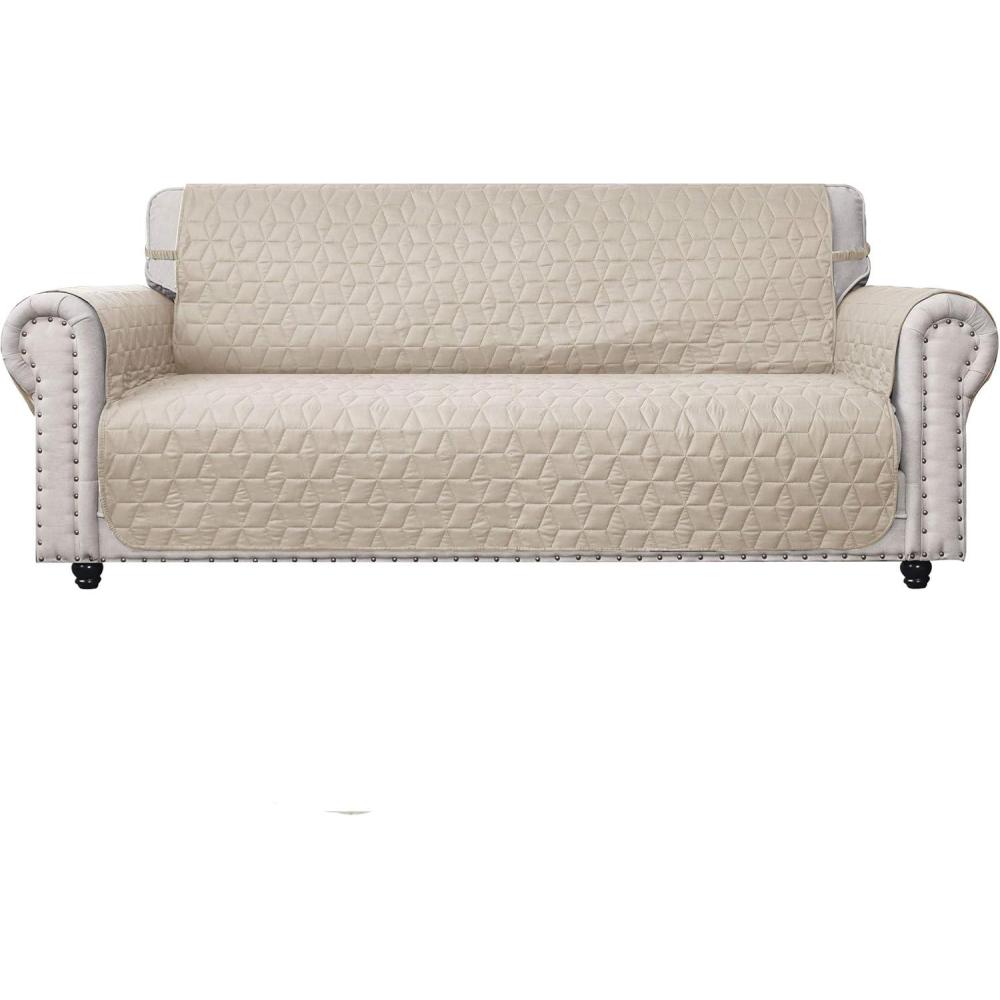 imageAmeritex Couch Sofa Slipcover 100 Waterproof Nonslip Quilted Furniture Protector Slipcover for Dogs Children Pets Sofa Slipcover Machine Washable Light Grey 68quotBeige