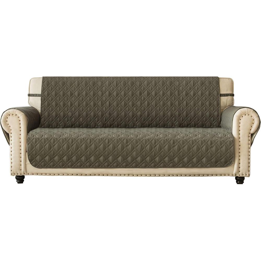 imageAmeritex Couch Sofa Slipcover 100 Waterproof Nonslip Quilted Furniture Protector Slipcover for Dogs Children Pets Sofa Slipcover Machine Washable Light Grey 68quotGreen