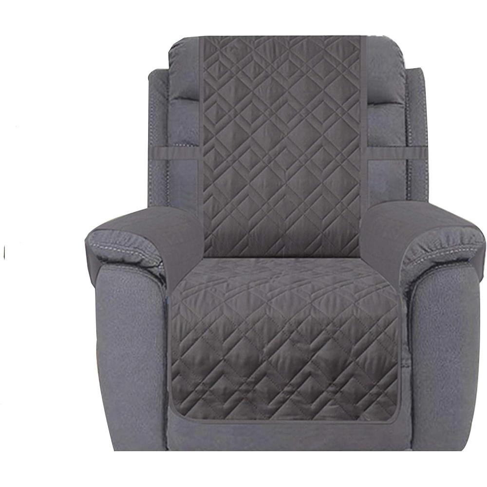 imageAmeritex Waterproof Nonslip Recliner Cover Stay in Place Dog Chair Cover Furniture Protector Ideal Recliner Slipcovers for Pets and Kids Pink 23quotDark Grey