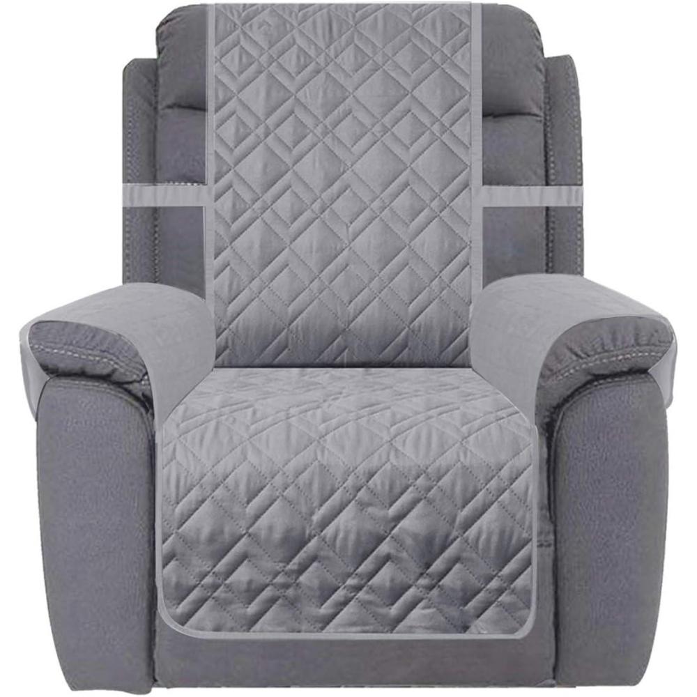 imageAmeritex Waterproof Nonslip Recliner Cover Stay in Place Dog Chair Cover Furniture Protector Ideal Recliner Slipcovers for Pets and Kids Pink 23quotLight Grey