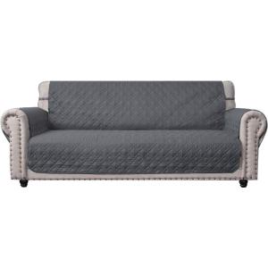 imageAmeritex Couch Sofa Slipcover 100 Waterproof Nonslip Quilted Furniture Protector Slipcover for Dogs Children Pets Sofa Slipcover Machine Washable Light Grey 68quotDark Grey