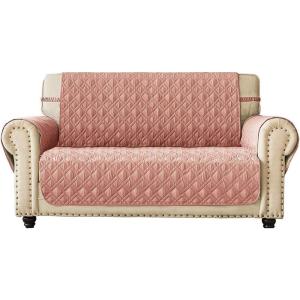 imageAmeritex Loveseat Cover WaterResistant Quilted Furniture Protector with Back Nonslip Paws Slipcover for Dogs Kids Pets Loveseat Slipcover Stay in Place for Leather 46quot BeigePink